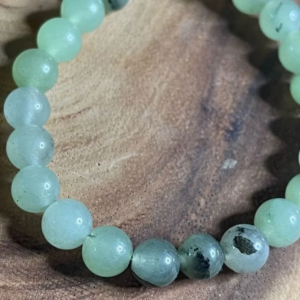 Prehnite 8mm stretch bracelet beaded bracelet 7” stretch crystal healing